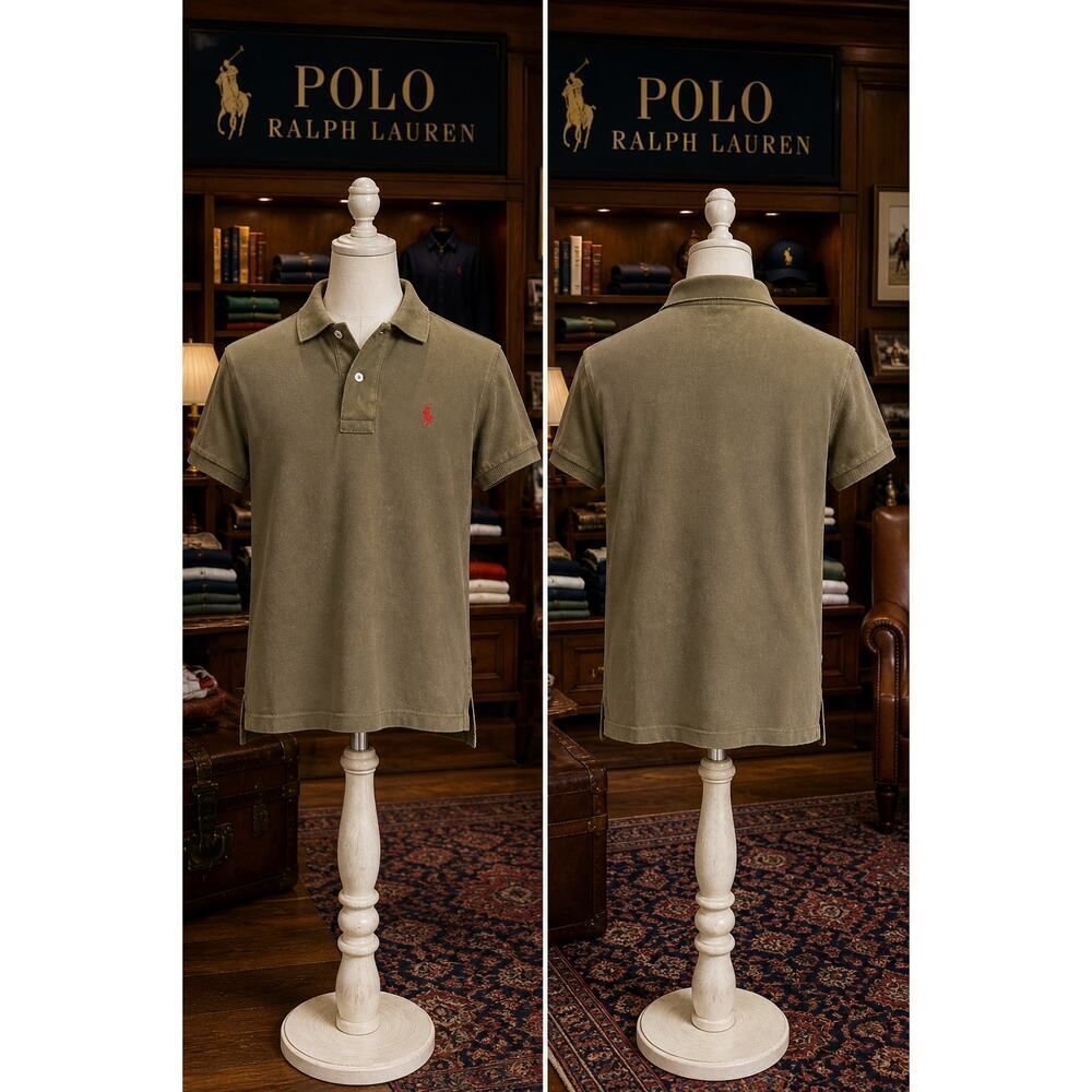 Polo Ralph Lauren Women’s Olive Green Polo Shirt Red Pony Large